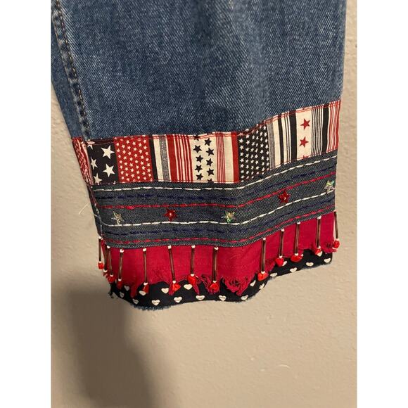 Vintage Bill Blass Womens Brittany Jeans Size 12 Stars Stripes Beaded USA 90s - Picture 2 of 8